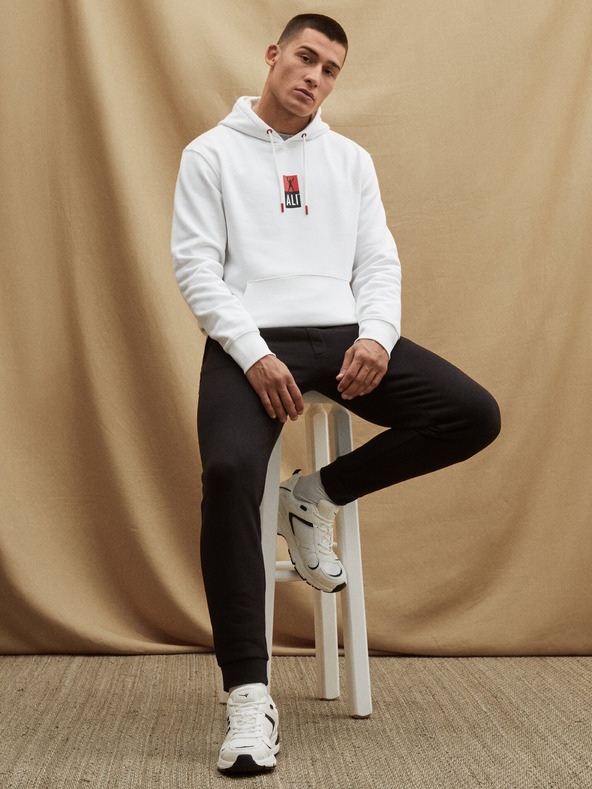 Celio Bílá pánská mikina s kapucí Celio Muhammad Ali