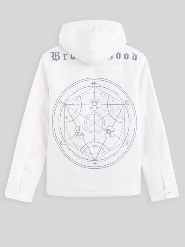 Celio Bílá pánská zimní bunda s umělým kožíškem Celio Fullmetal Alchemist