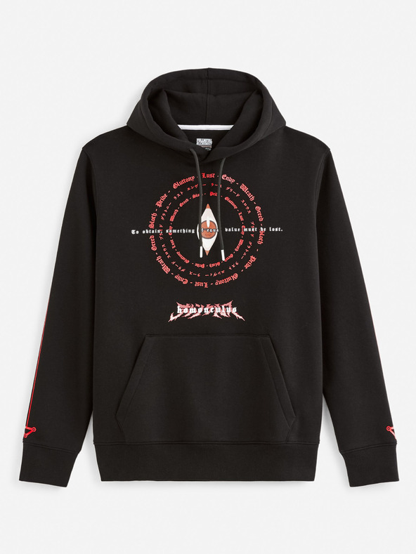 Celio Černá pánská mikina s kapucí Celio Fullmetal Alchemist