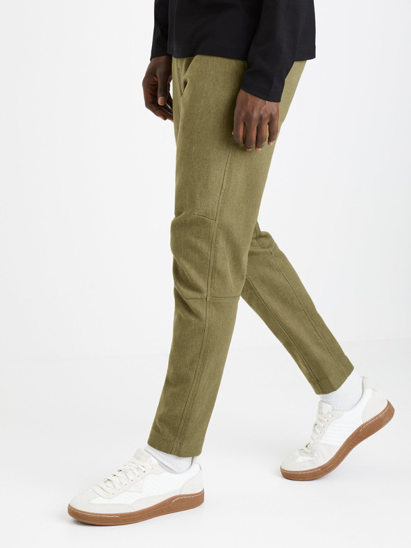 Celio Khaki pánské zkrácené kalhoty Celio Fodamso