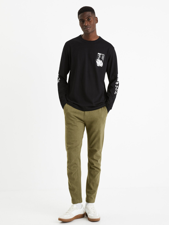 Celio Khaki pánské zkrácené kalhoty Celio Fodamso