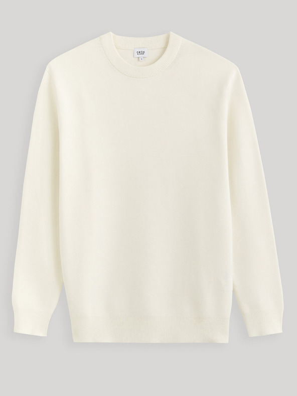 Celio Krémový pánský basic svetr Celio Beclo