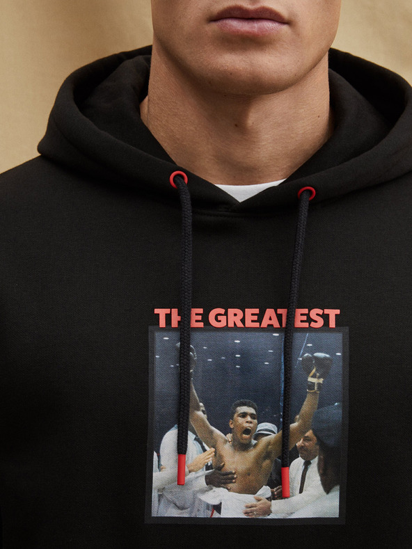 Celio Černá pánská mikina s kapucí Celio Muhammad Ali