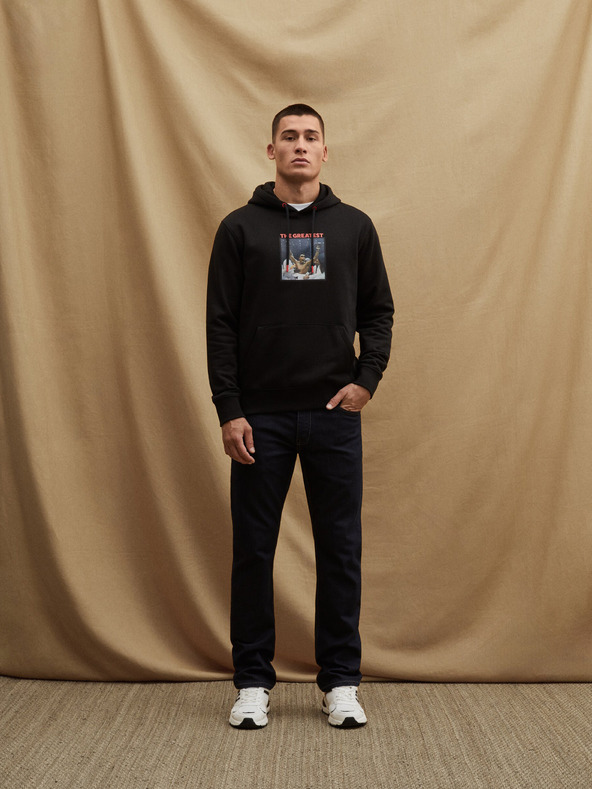 Celio Černá pánská mikina s kapucí Celio Muhammad Ali