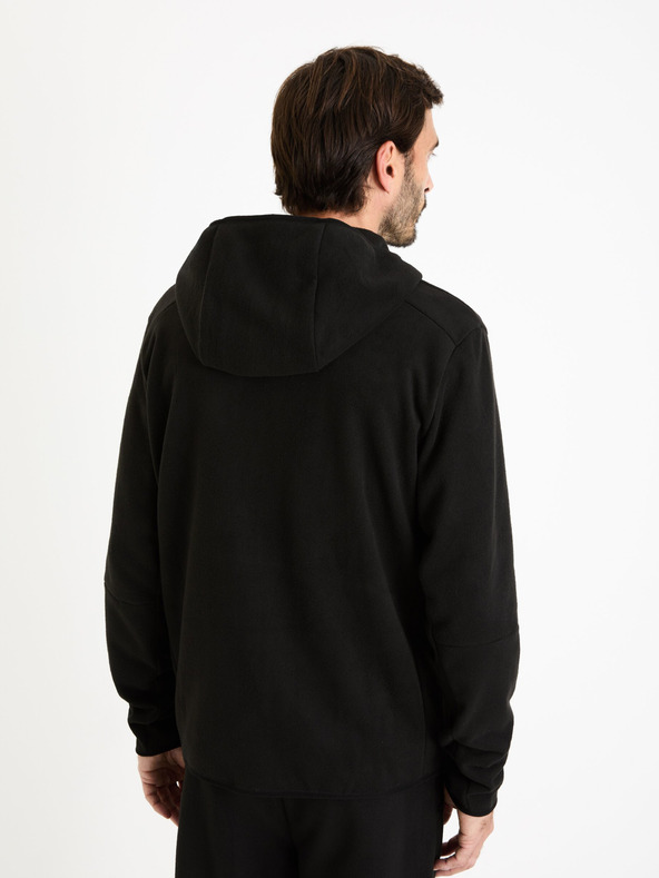 Celio Černá pánská mikina na zip s kapucí Celio Fecoldyoke
