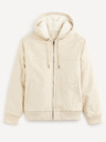 Celio Krémová pánská bunda s umělým kožíškem Celio Fuhoodie