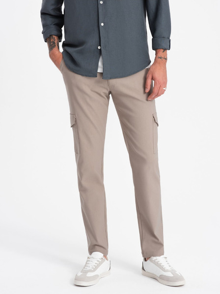 Ombre Clothing Béžové pánské cargo kalhoty Ombre Clothing
