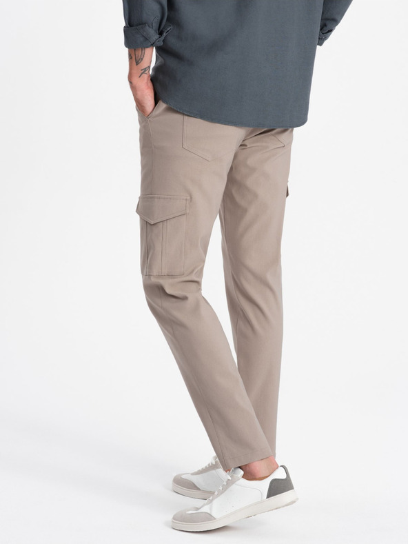 Ombre Clothing Béžové pánské cargo kalhoty Ombre Clothing