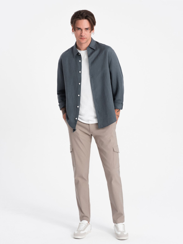 Ombre Clothing Béžové pánské cargo kalhoty Ombre Clothing