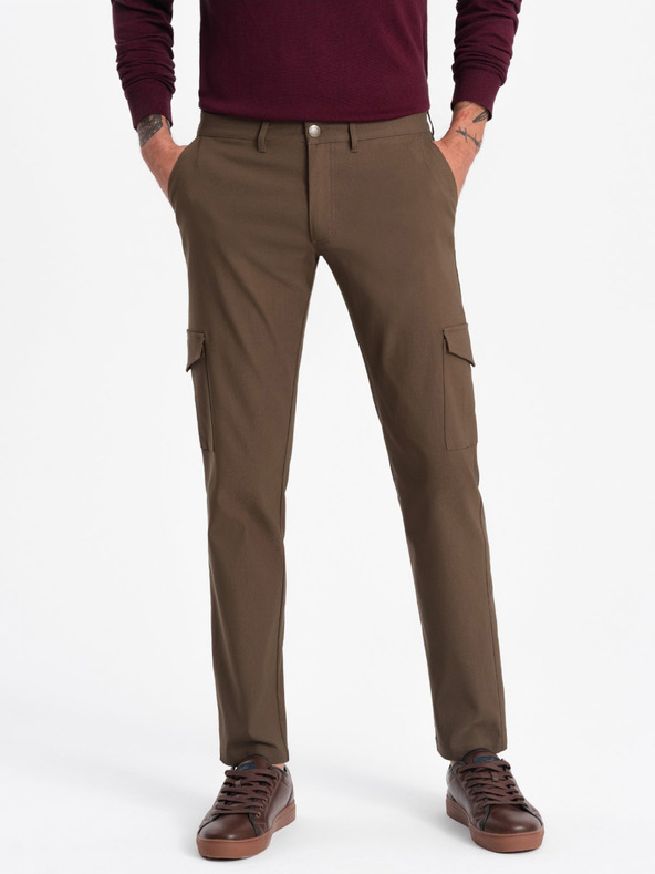 Ombre Clothing Khaki pánské cargo kalhoty Ombre Clothing