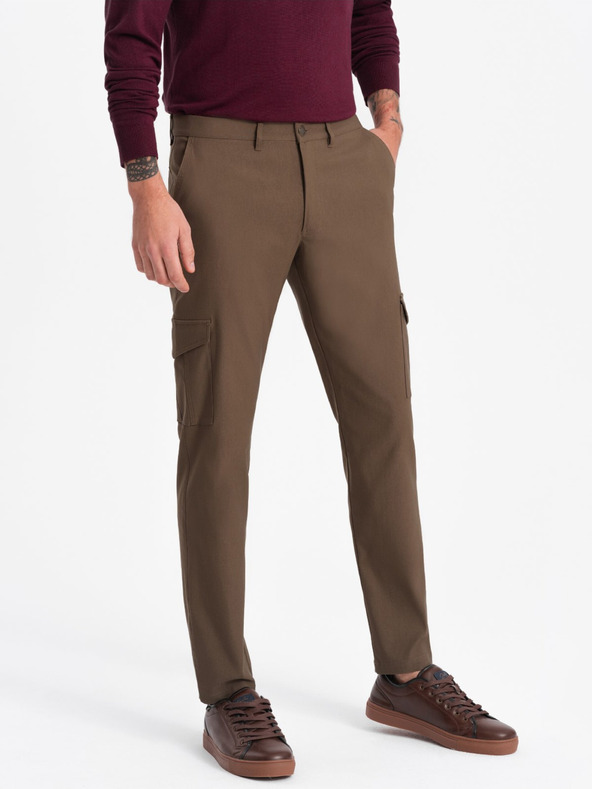 Ombre Clothing Khaki pánské cargo kalhoty Ombre Clothing