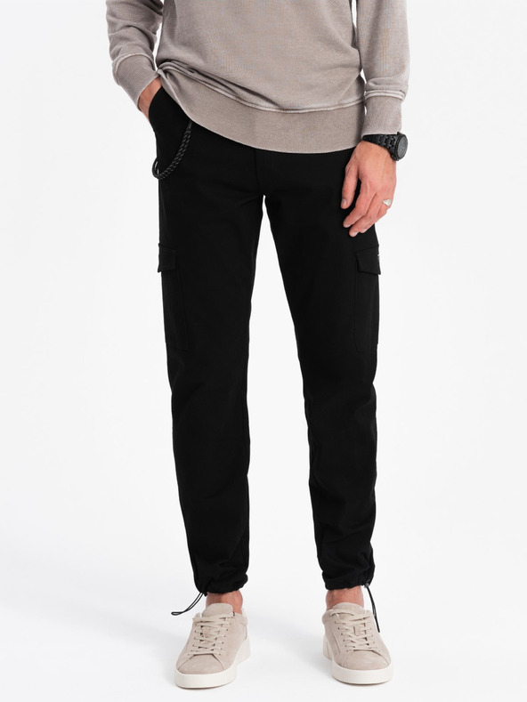 Ombre Clothing Černé pánské cargo kalhoty Ombre Clothing