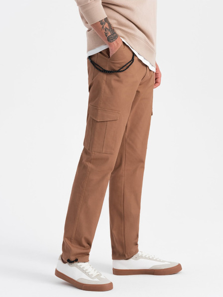 Ombre Clothing Hnědé pánské cargo kalhoty Ombre Clothing