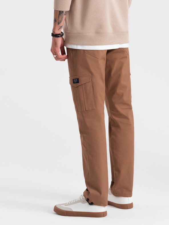 Ombre Clothing Hnědé pánské cargo kalhoty Ombre Clothing