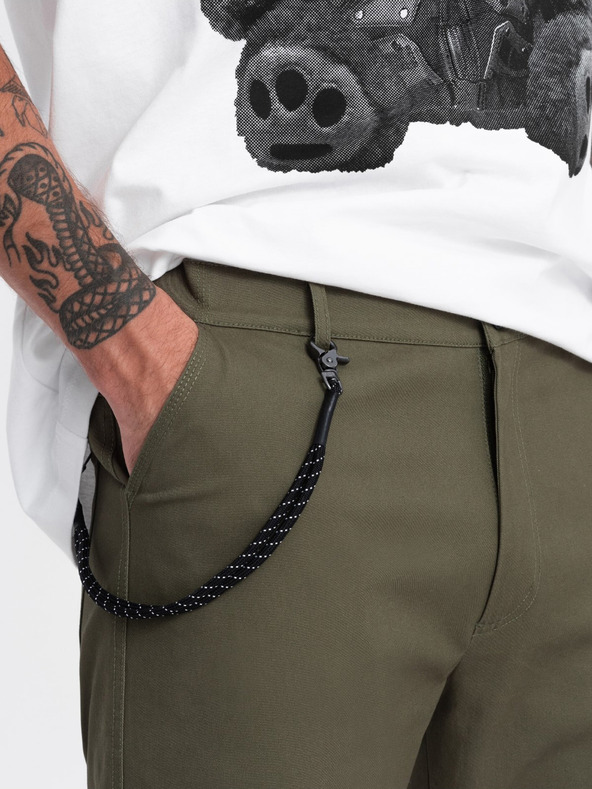Ombre Clothing Tmavě zelené pánské cargo kalhoty Ombre Clothing