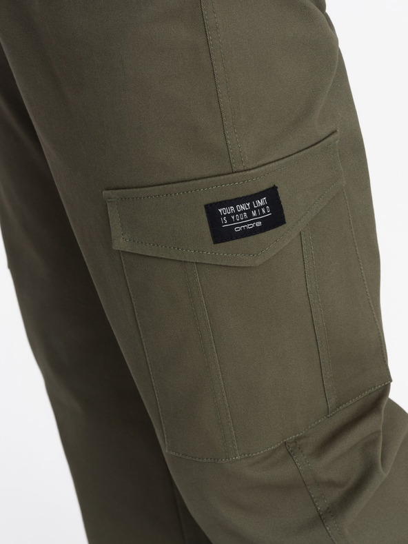 Ombre Clothing Tmavě zelené pánské cargo kalhoty Ombre Clothing