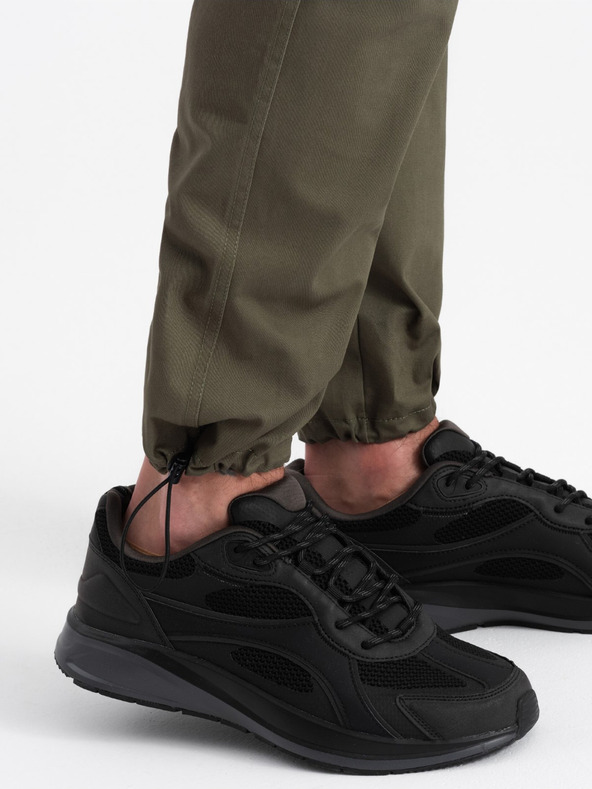 Ombre Clothing Tmavě zelené pánské cargo kalhoty Ombre Clothing