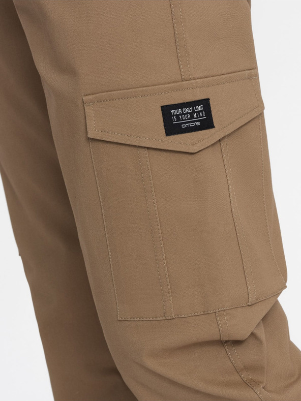 Ombre Clothing Hnědé pánské cargo kalhoty Ombre Clothing