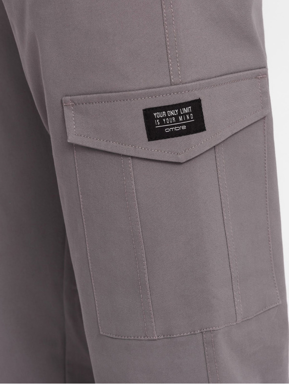 Ombre Clothing Šedé pánské cargo kalhoty Ombre Clothing