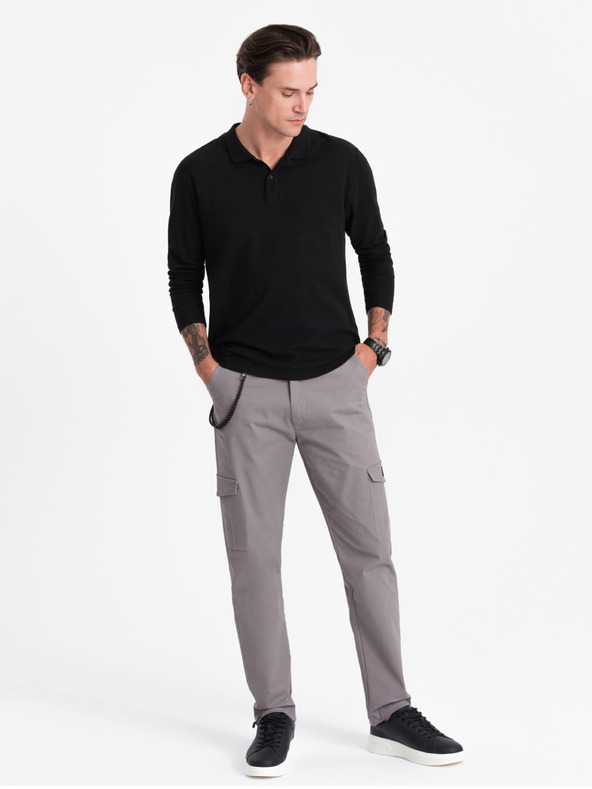 Ombre Clothing Šedé pánské cargo kalhoty Ombre Clothing