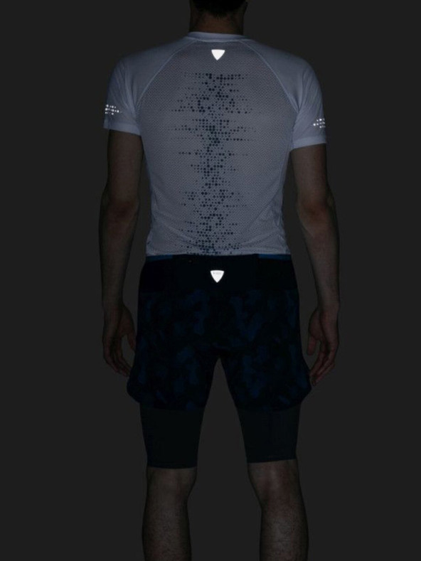 Kilpi Tmavě modré pánské vzorované běžecké šortky 2v1 Kilpi BERGEN