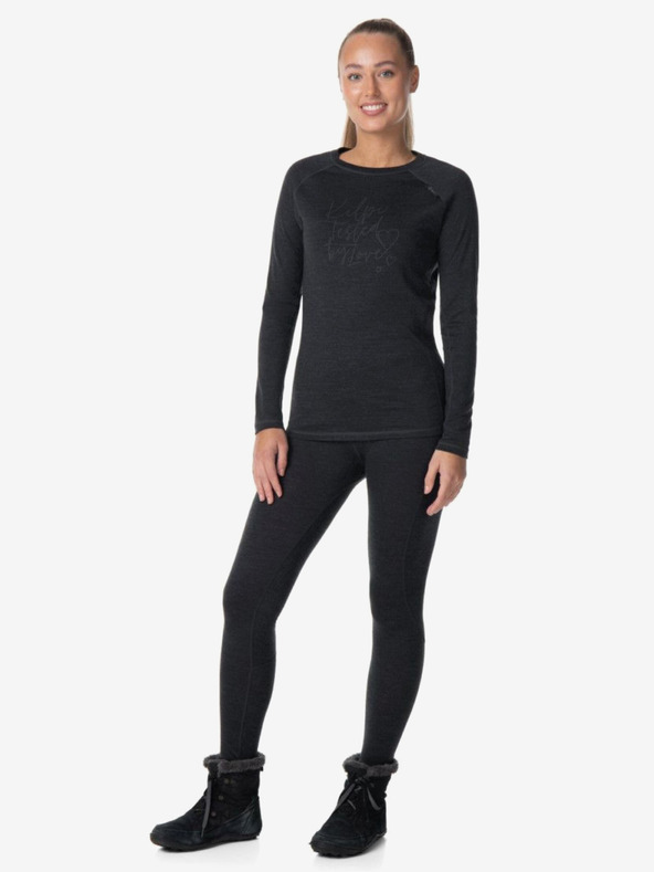 Kilpi Černé dámské termo legíny z vlny merino Kilpi MAVORA BOTTOM