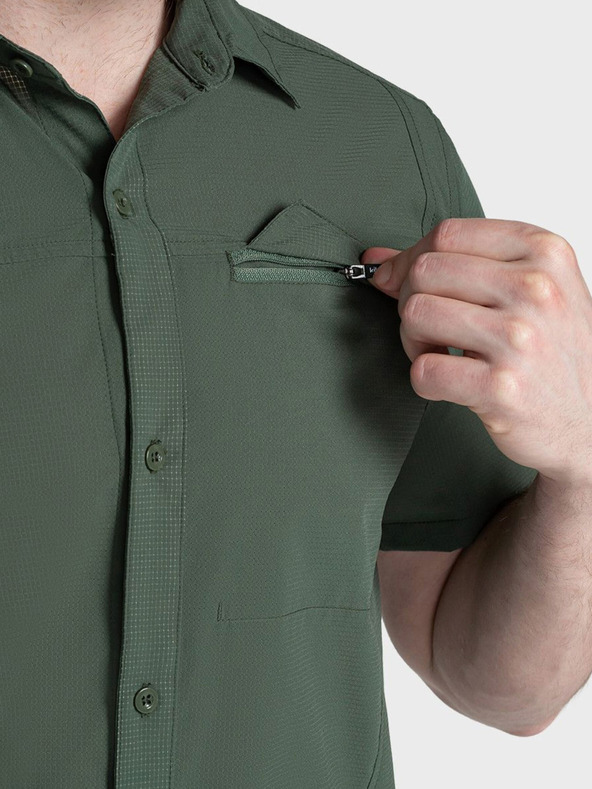 Kilpi Tmavě zelená pánská sportovní košile s krátkým rukávem Kilpi BOMBAY