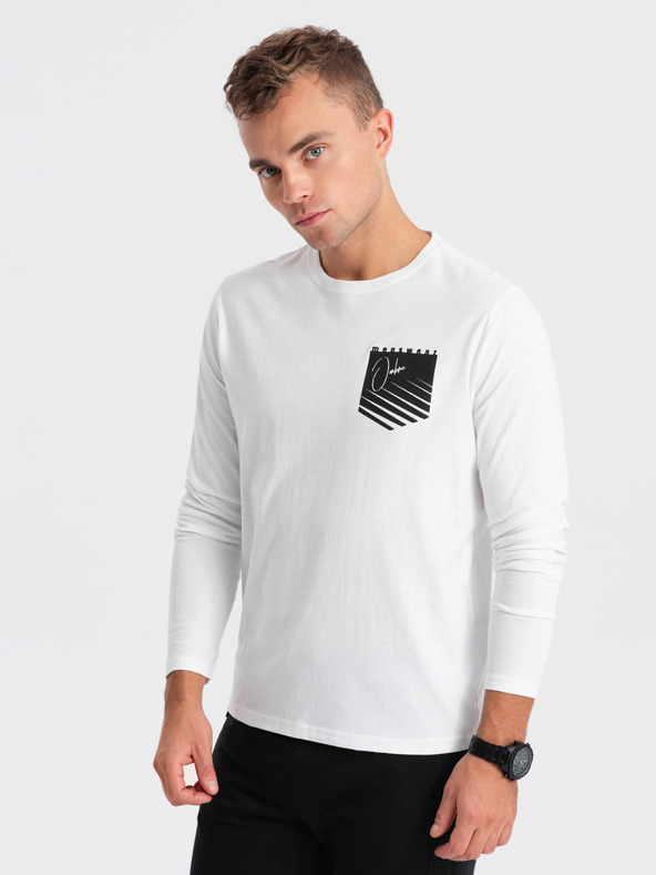 Ombre Clothing Bílé pánské tričko s potiskem Ombre Clothing