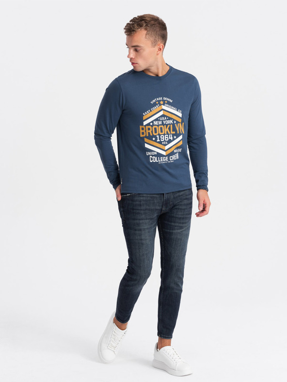 Ombre Clothing Tmavě modré pánské tričko Ombre Clothing