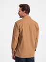Ombre Clothing Hnědá pánská košile Ombre Clothing
