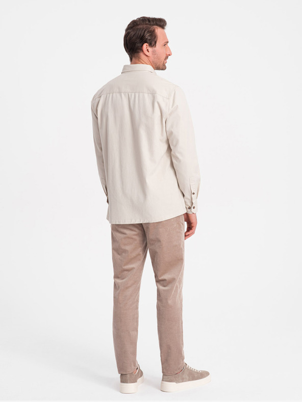 Ombre Clothing Krémová pánská svrchní košile Ombre Clothing