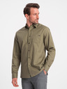 Ombre Clothing Zelená pánská svrchní košile Ombre Clothing