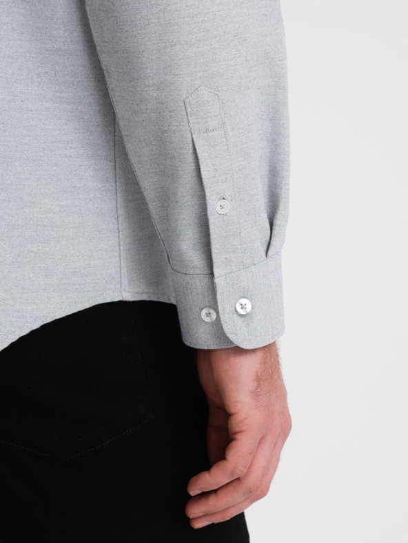 Ombre Clothing Světle šedá pánská žíhaná košile Ombre Clothing