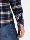 Ombre Clothing Tmavě modrá pánská svrchní flanelová košile Ombre Clothing