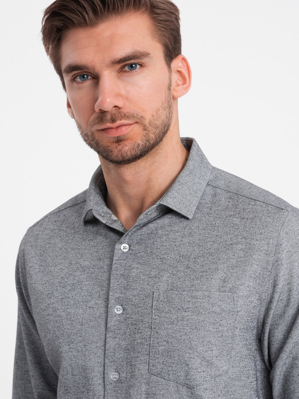 Ombre Clothing Světle šedá pánská žíhaná košile Ombre Clothing