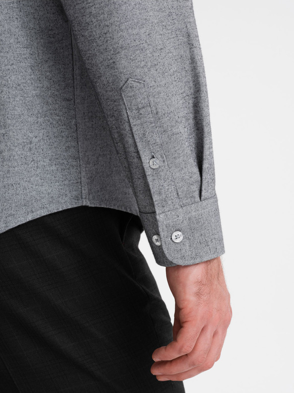 Ombre Clothing Světle šedá pánská žíhaná košile Ombre Clothing