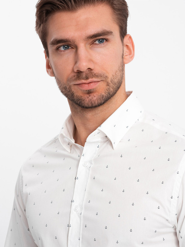 Ombre Clothing Bílá pánská vzorovaná košile Ombre Clothing