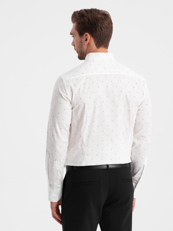 Ombre Clothing Bílá pánská vzorovaná košile Ombre Clothing