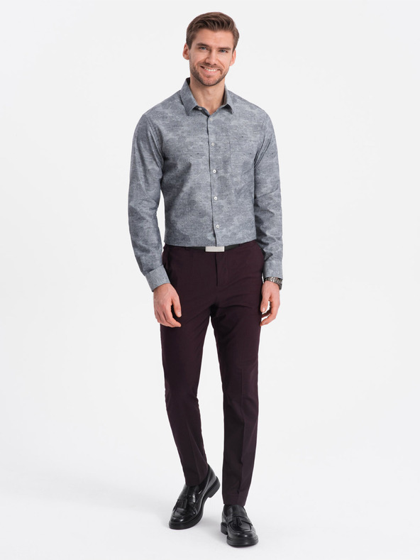 Ombre Clothing Šedá pánská vzorovaná košile Ombre Clothing