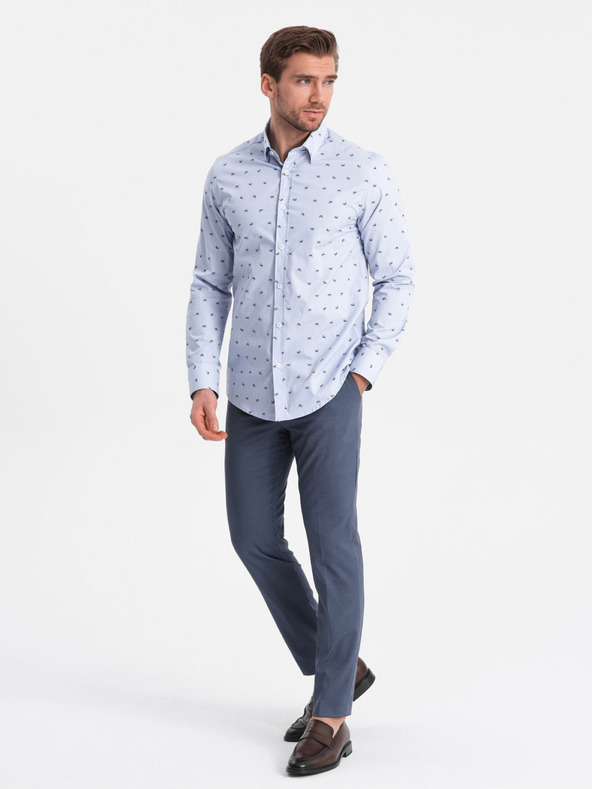 Ombre Clothing Světle modrá pánská vzorovaná košile Ombre Clothing