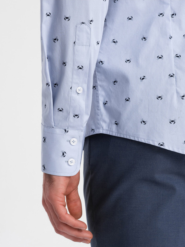 Ombre Clothing Světle modrá pánská vzorovaná košile Ombre Clothing