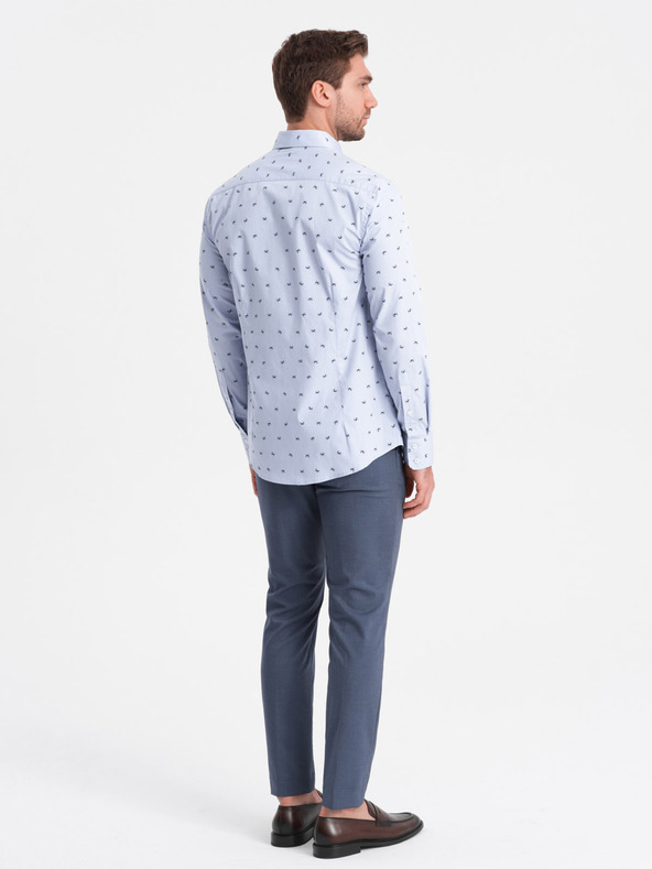 Ombre Clothing Světle modrá pánská vzorovaná košile Ombre Clothing