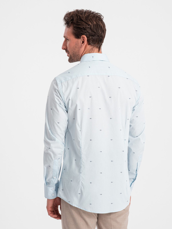 Ombre Clothing Světle modrá pánská vzorovaná košile Ombre Clothing