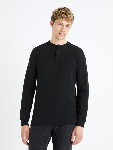 Celio Černý pánský basic svetr Celio Fepax
