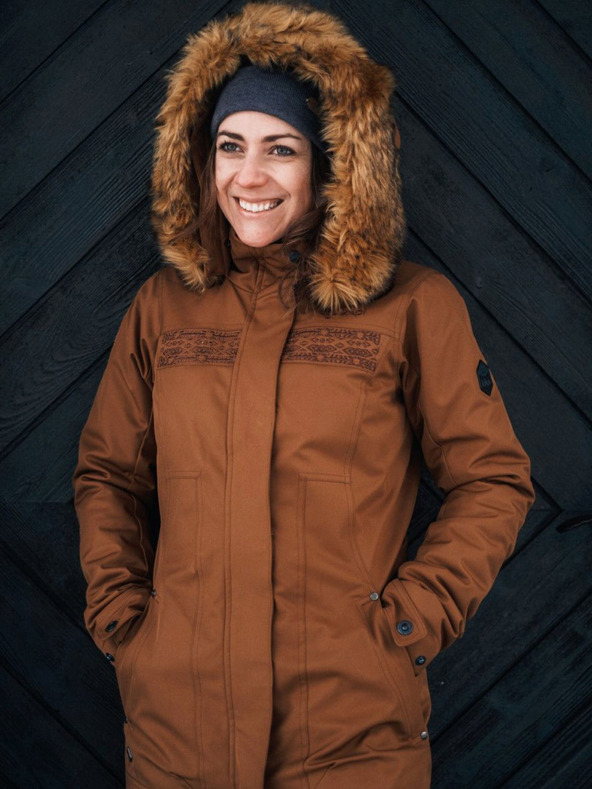 Kilpi Hnědý dámský zimní kabát Kilpi PERU-W