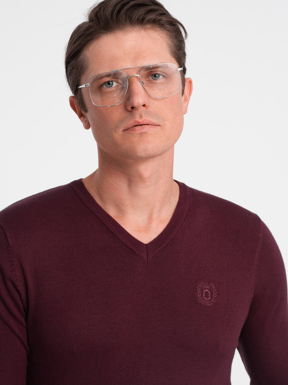 Ombre Clothing Vínový pánský svetr Ombre Clothing