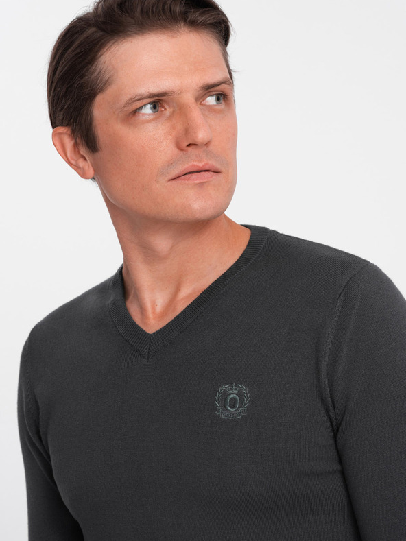 Ombre Clothing Tmavě šedý pánský svetr Ombre Clothing