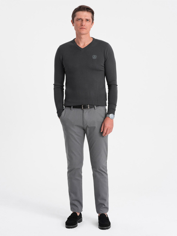 Ombre Clothing Tmavě šedý pánský svetr Ombre Clothing