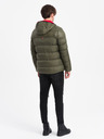 Ombre Clothing Tmavě zelená pánská prošívaná zimní bunda Ombre Clothing