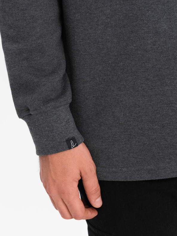 Ombre Clothing Šedá pánská basic mikina s límečkem Ombre Clothing